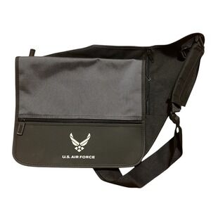 Air Force Tablet Laptop Adjustable Strap Tote Bag Black Gray